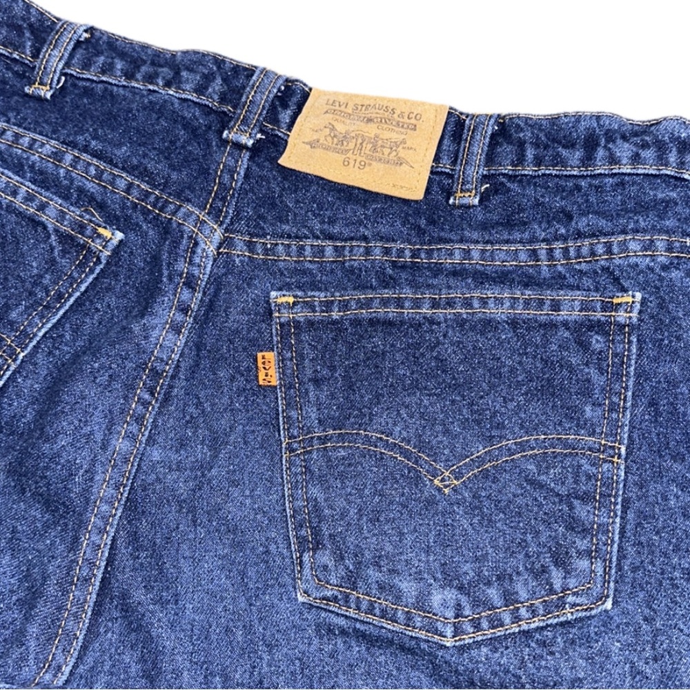 VTG 80s LEVI'S men's dark wash straight relaxed 619 orange tab jeans, 34x32. - Picture 4 of 7